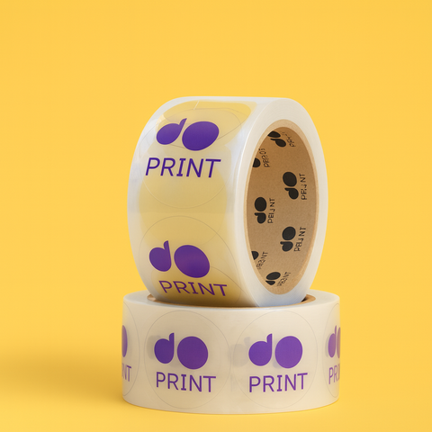 ليبل دائري بلاستيكي شفاف