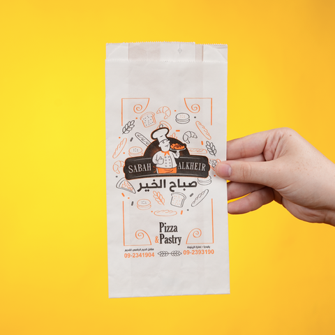 كيس ورقي للمخبوزات طباعة 2 لون
